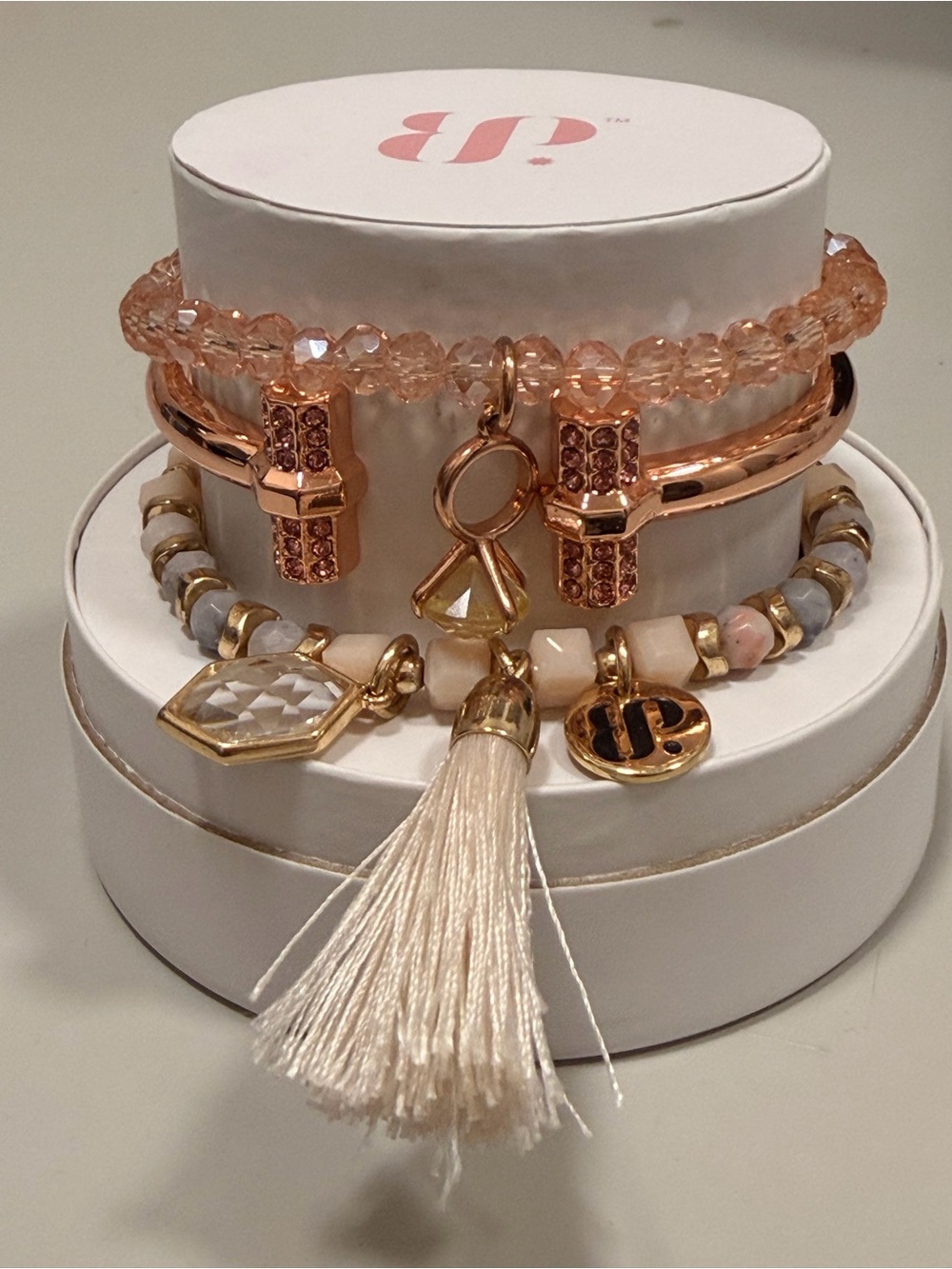 Bomb Party! Rose Gold and Blush Bracelet Set with Cream (Random BP Bracelets)